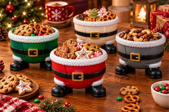 Christmas Santa Snack Bowl 3D STL - Festive Holiday 3D Print File - Image 2