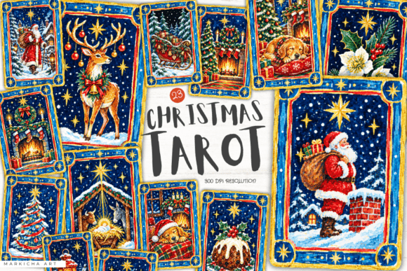 Christmas Tarot Cards PNG Gráfico Ilustraciones IA Por Markicha Art