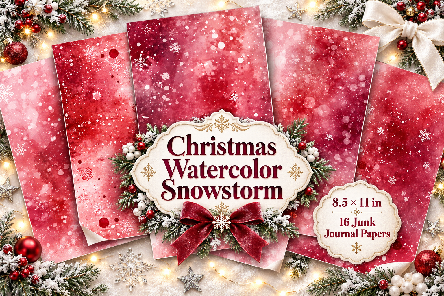 Christmas Watercolor Snowstorm