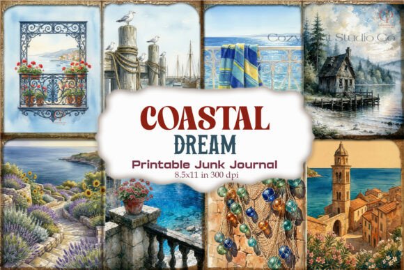 Coastal Seaside Travel Junk Journal Page