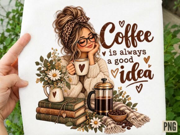 Coffee is Always a Good Idea Girl PNG, C