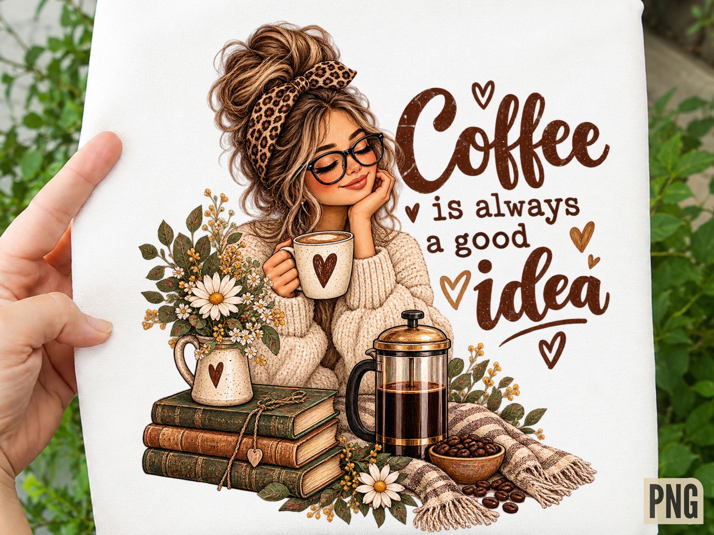 Coffee is Always a Good Idea Girl PNG, C