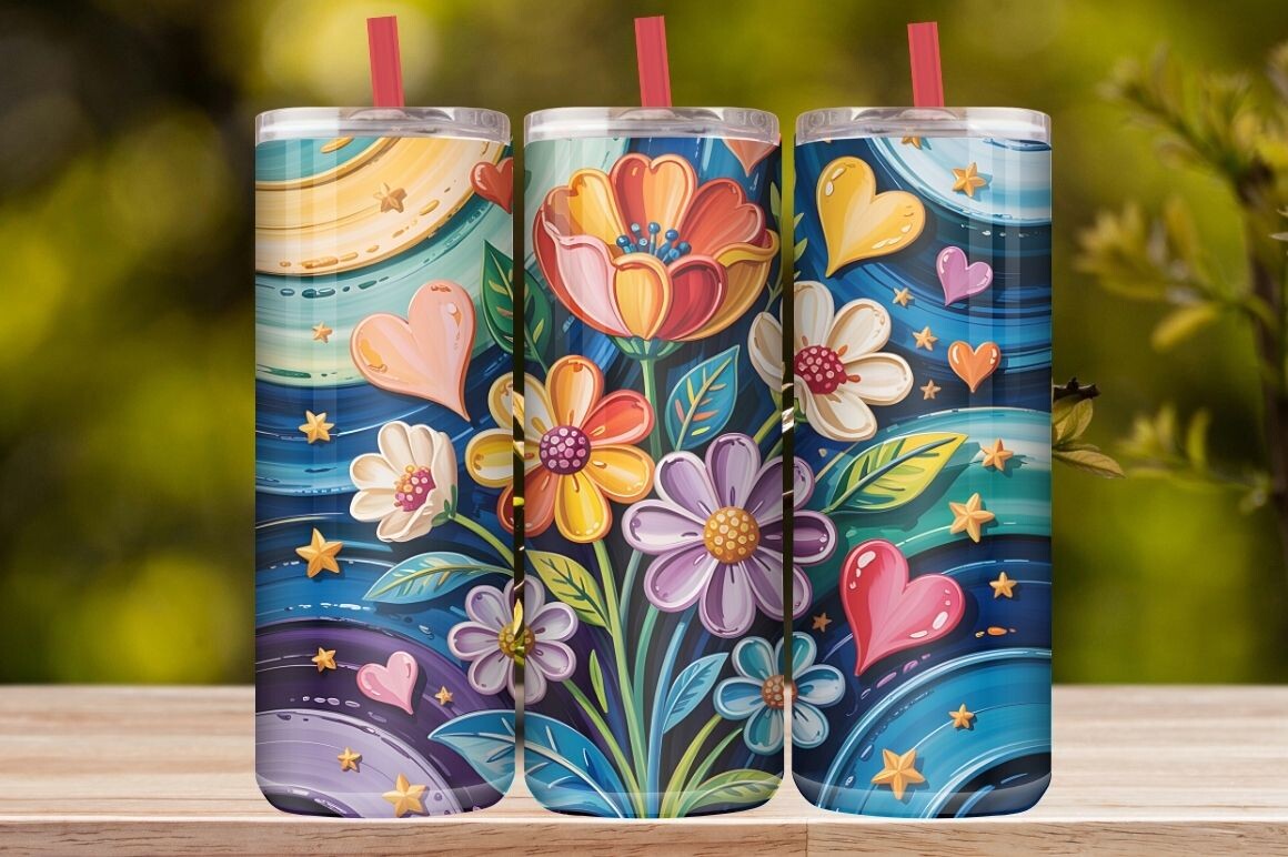 Colorful Floral Tumbler Wrap