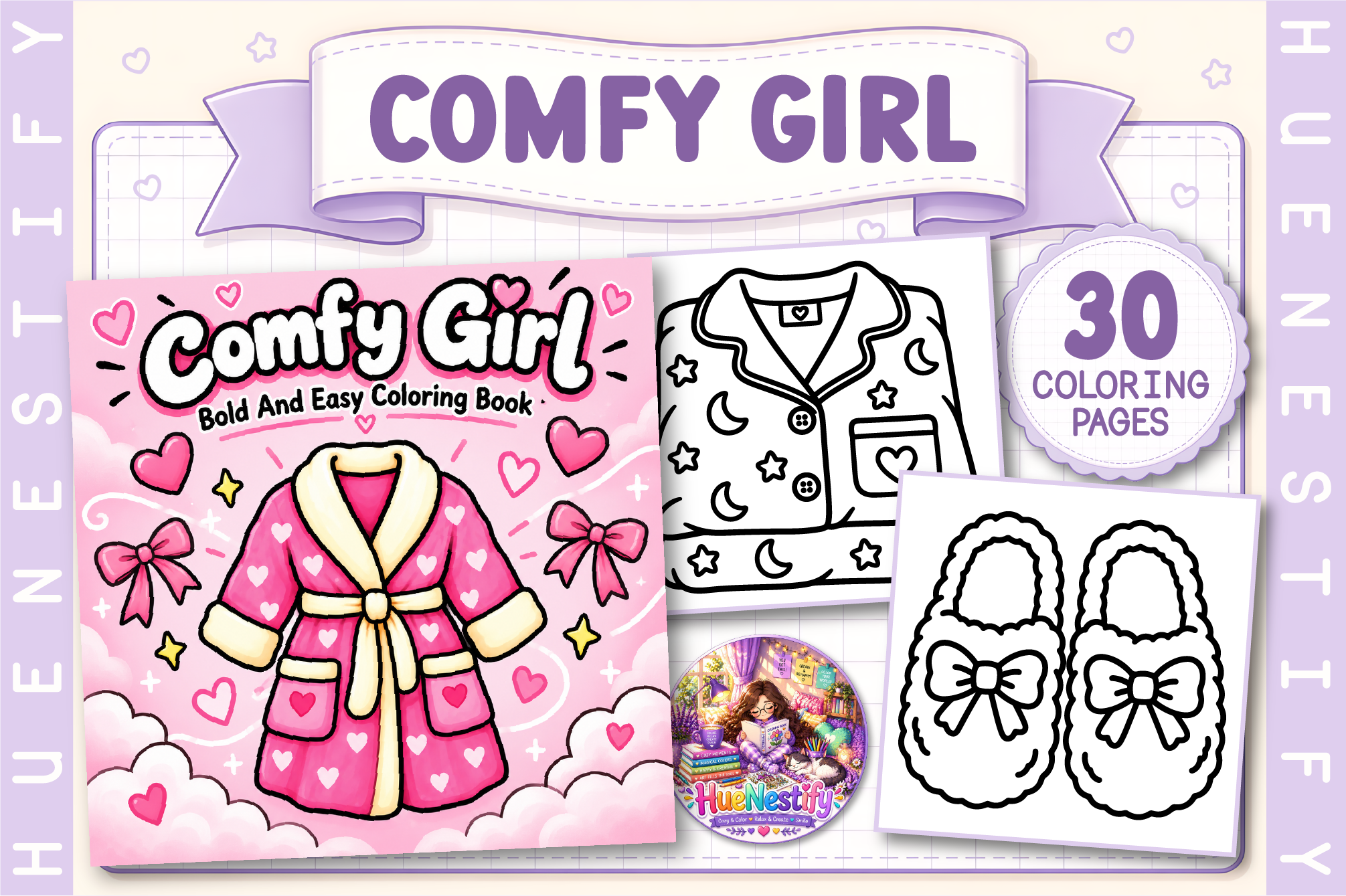 Comfy Girl Bold and Easy Coloring Book