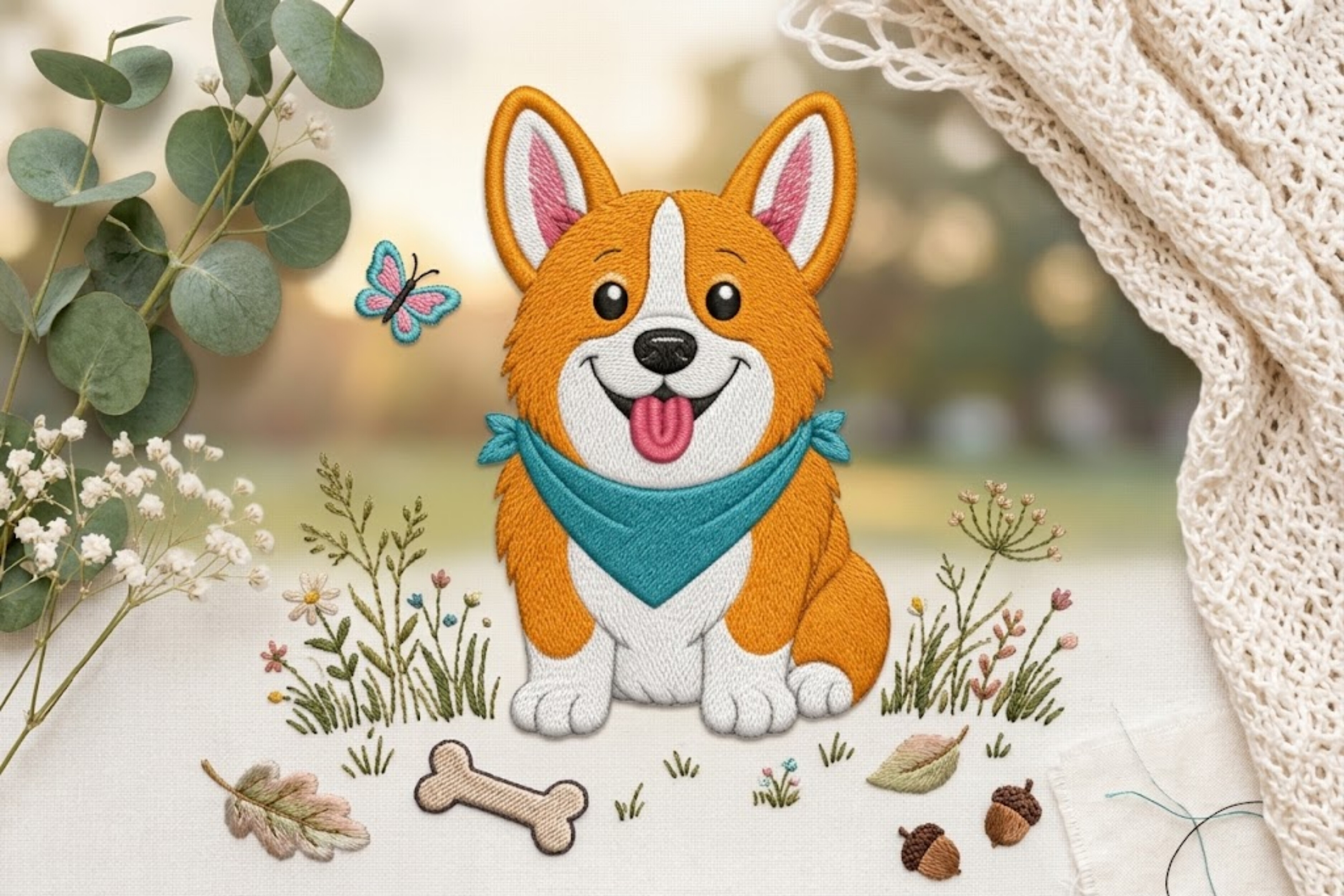 Corgi Puppy Machine Embroidery Design