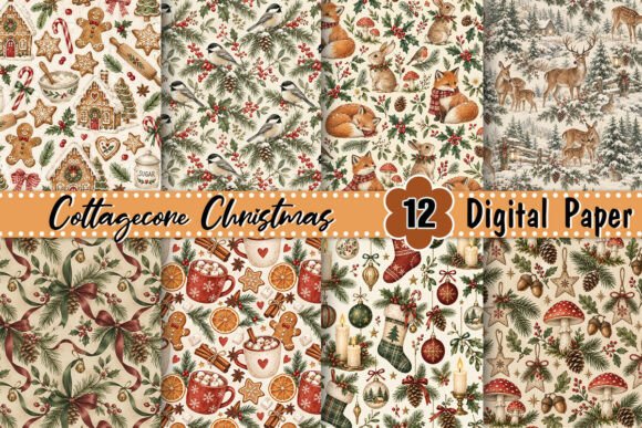 Cottagecore Christmas Digital Paper