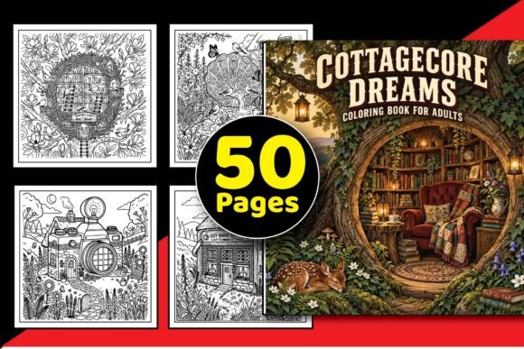 Cottagecore Dreams Adult Coloring Book