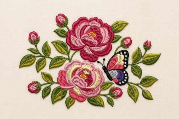 Cottagecore Floral Peony and Butterfly
