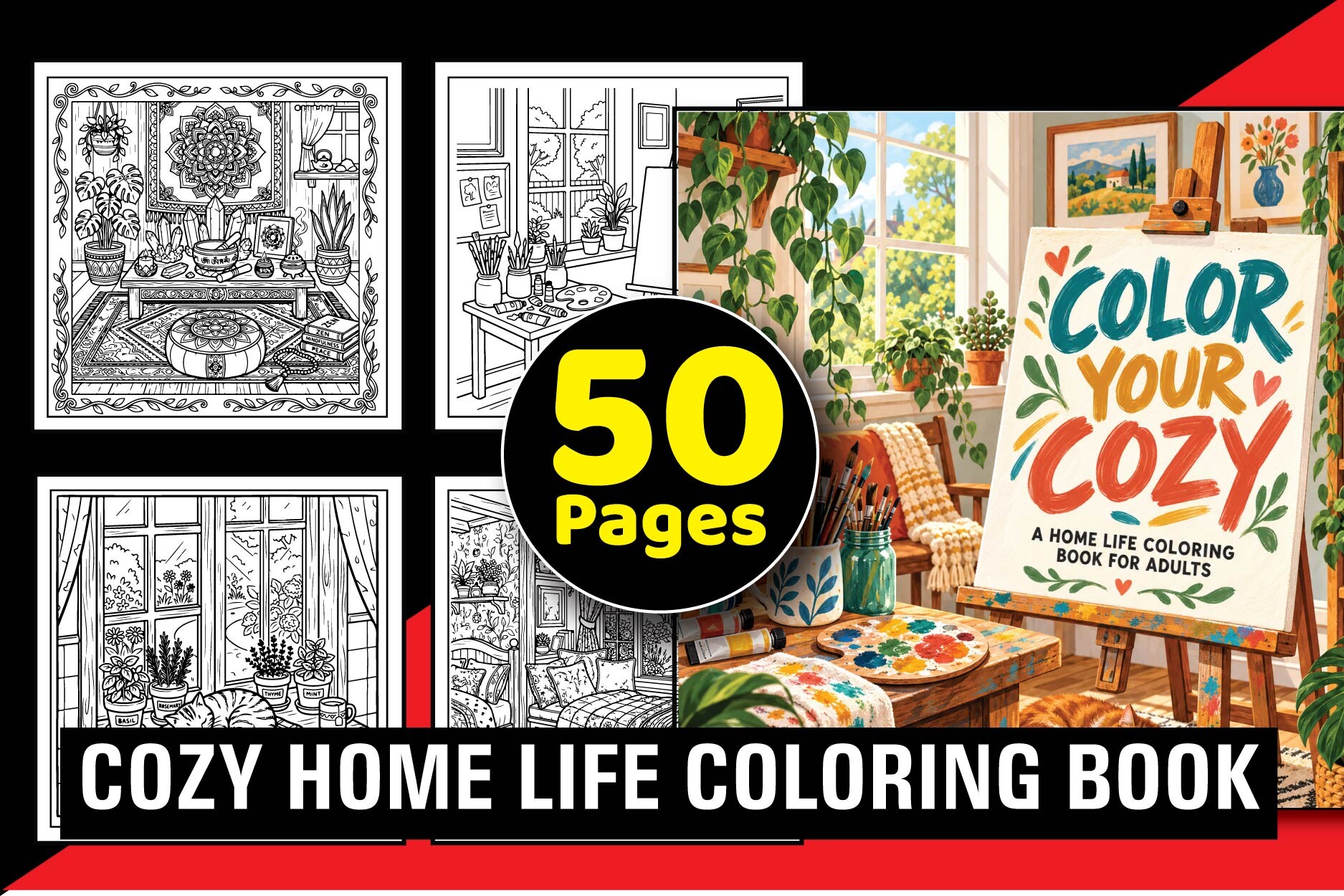 Cozy Home Life Coloring Book for Adults