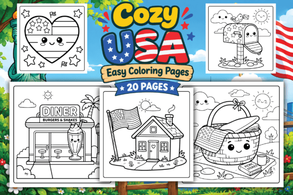 Cozy USA Easy Coloring Pages