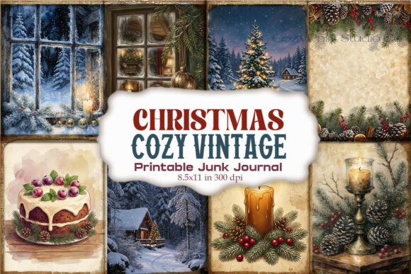 Cozy Vintage Christmas Cabin Journal