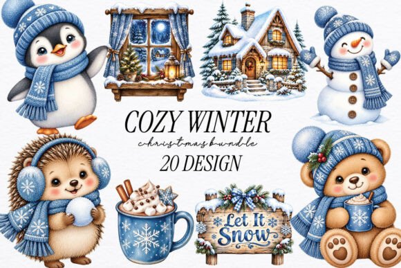 Cozy Winter Christmas Clipart Bundle