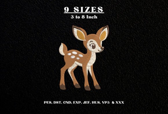 Cute Baby Deer Embroidery Design DST PES