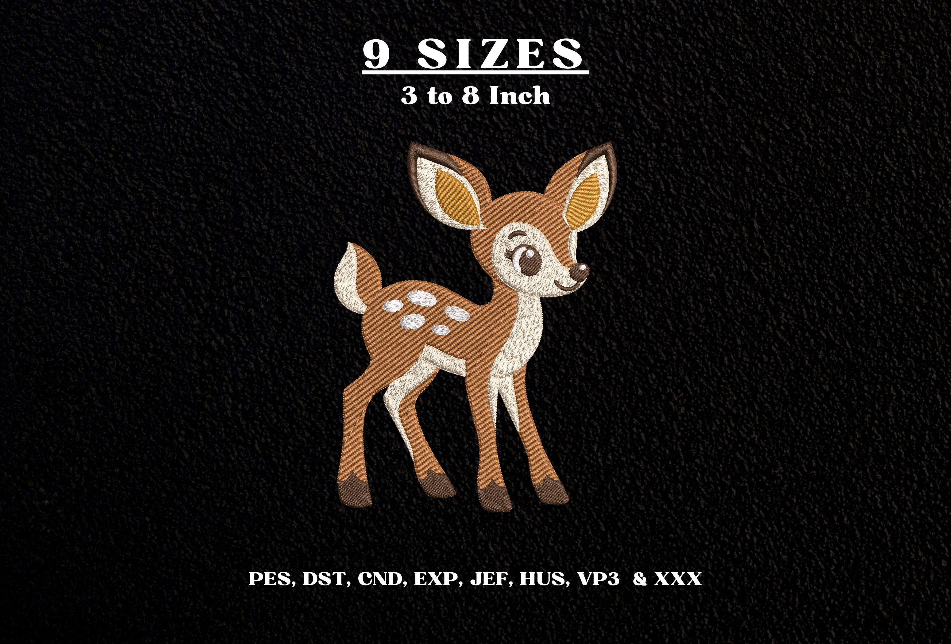 Cute Baby Deer Embroidery Design DST PES