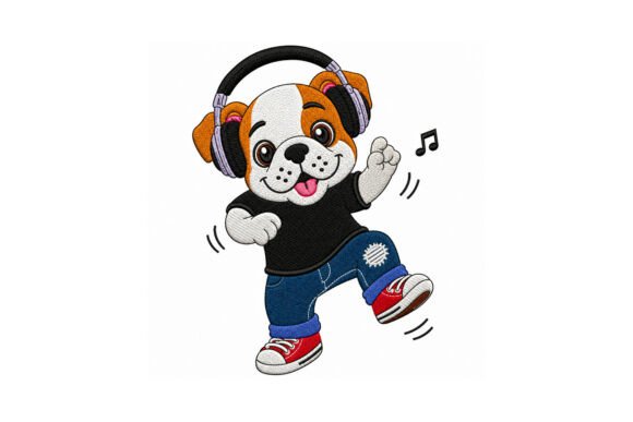 Cute Bulldog Puppy Embroidery Design