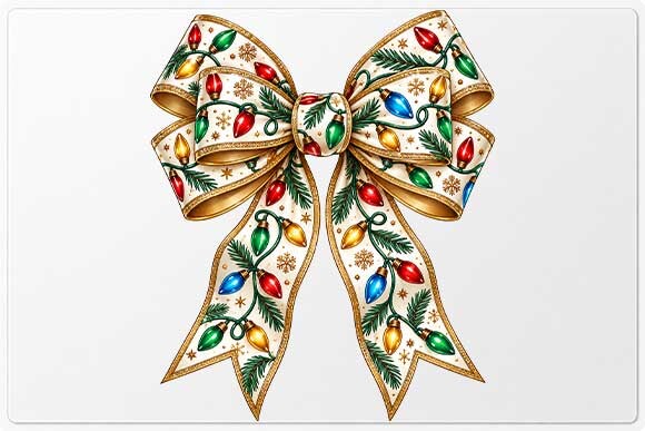 Cute Christmas Light Bow PNG