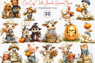 Cute Cozy Fall Animals Harvest Clipart Graphic by KDP TEMPLATES ART ...