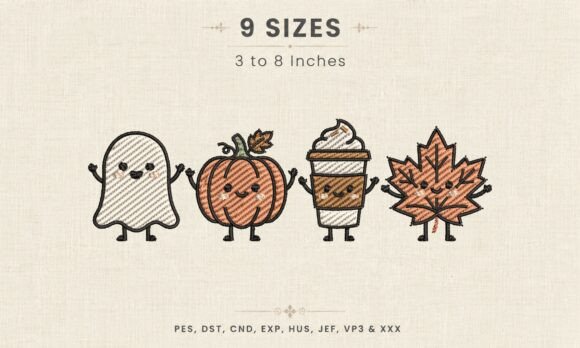 Cute Ghost Pumpkin Coffee DST Design DST