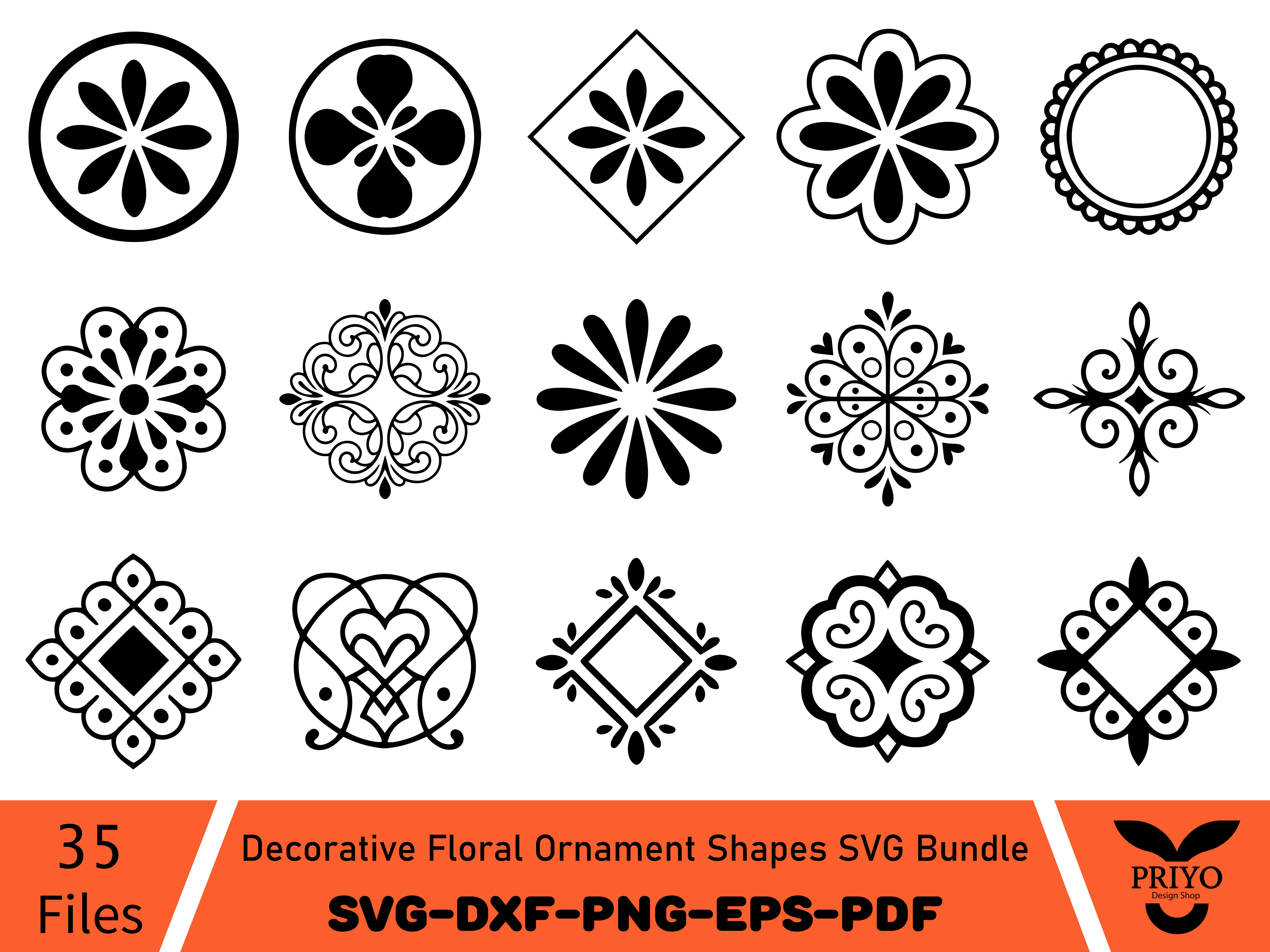 Decorative Floral Ornament Shapes SVG