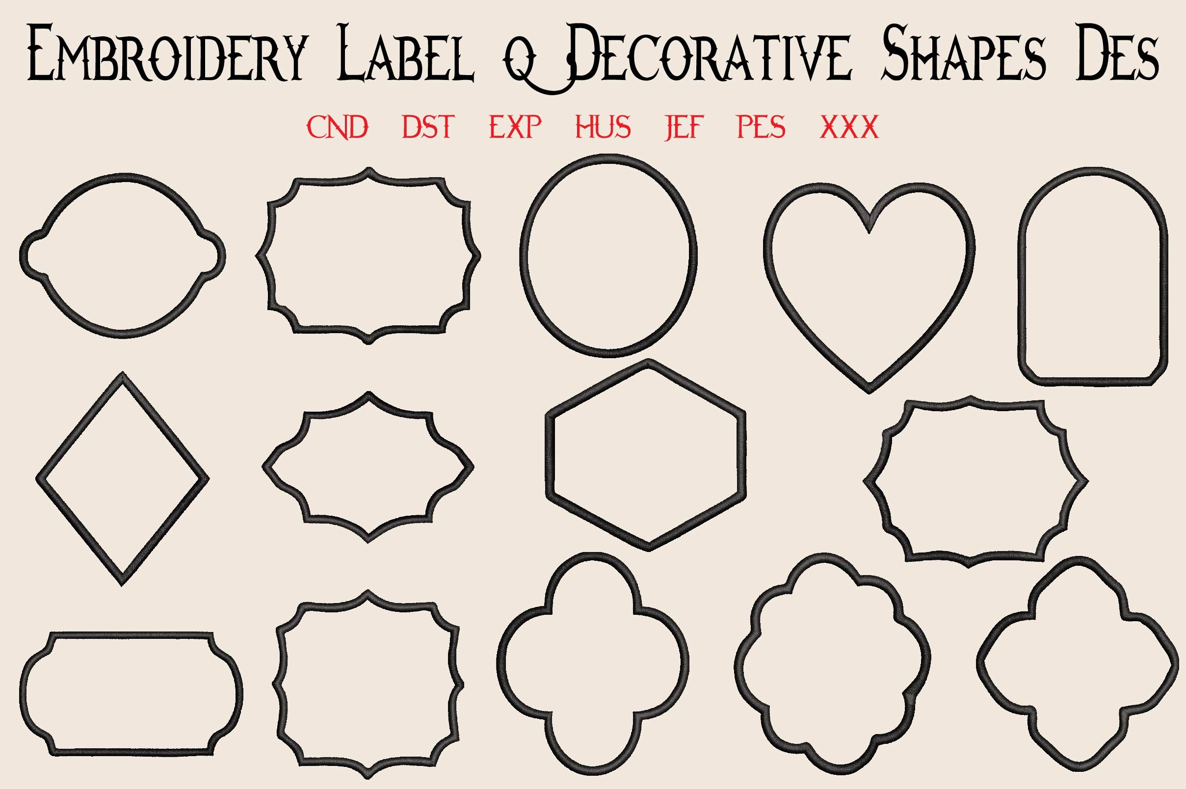 Embroidery Label & Decorative Shapes Des