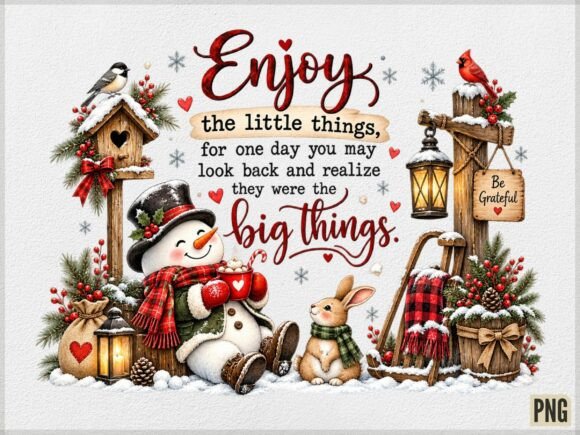 Enjoy the Little Things Christmas PNG, S Gráfico Ilustrações para Impressão Por Camel Muse