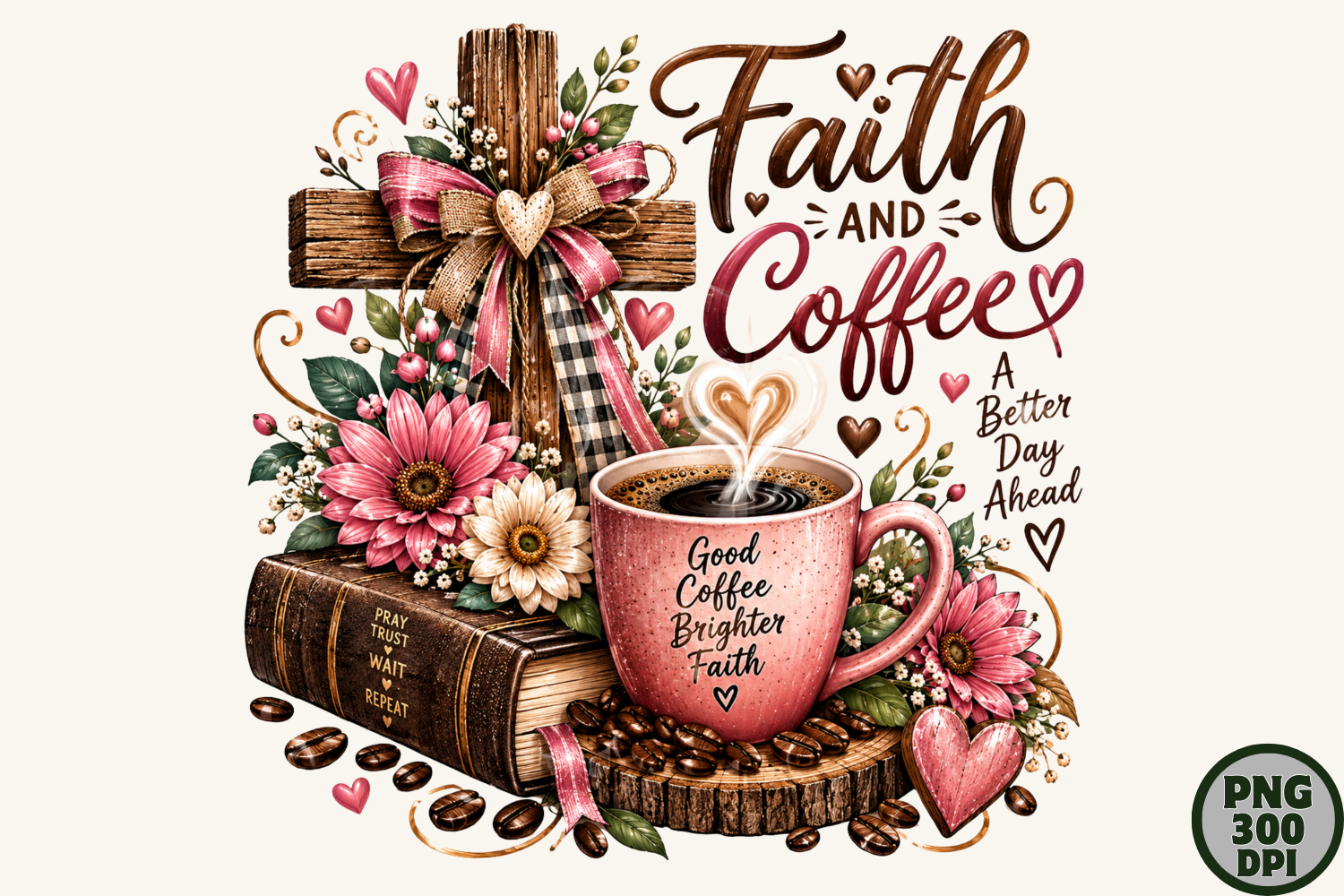 Faith Coffee Christian Fall PNG Artworks