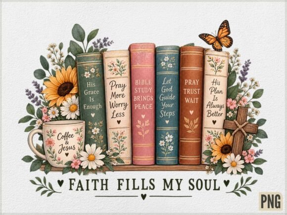 Faith Fills My Soul Books PNG, Christian