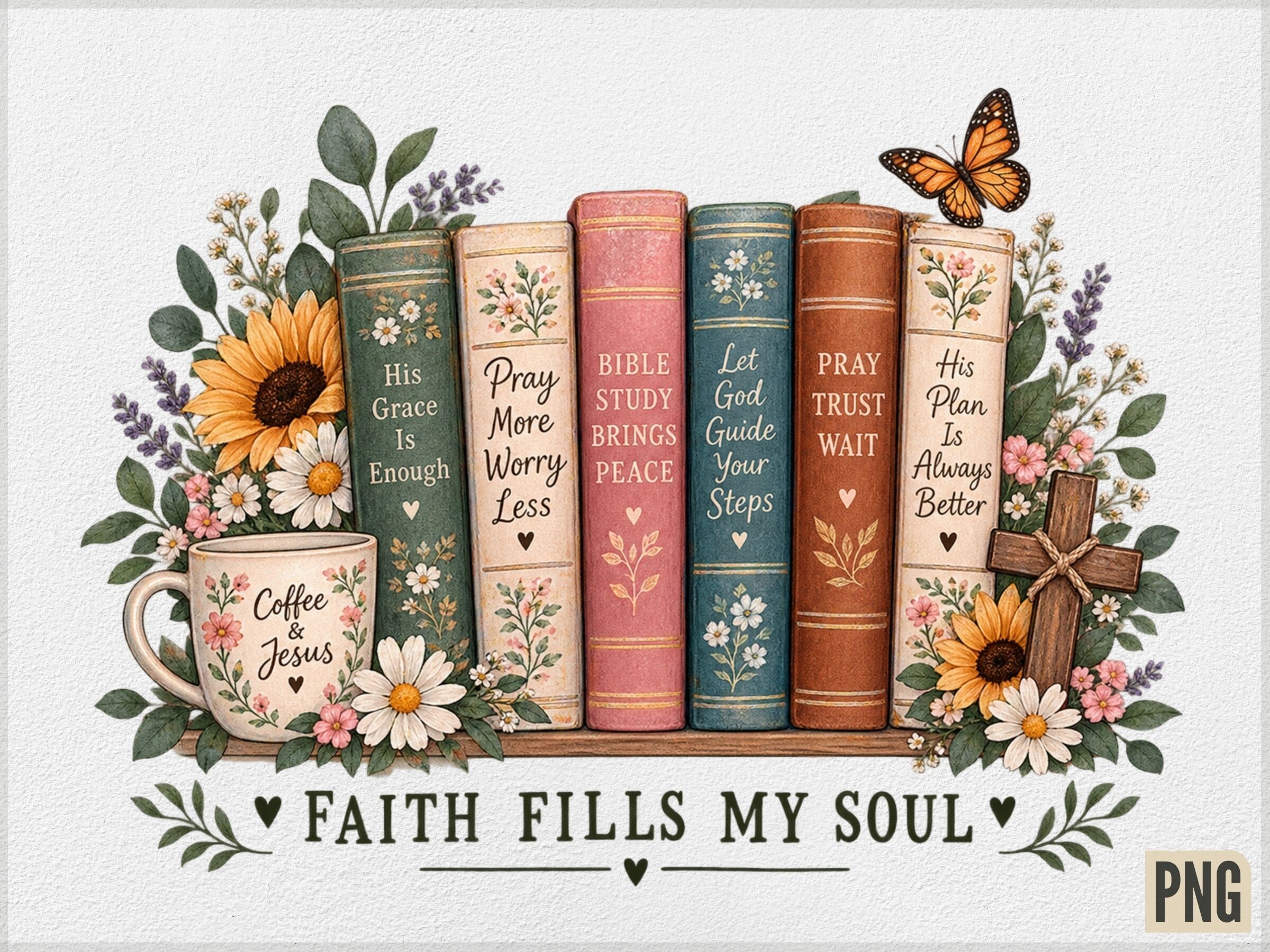 Faith Fills My Soul Books PNG, Christian