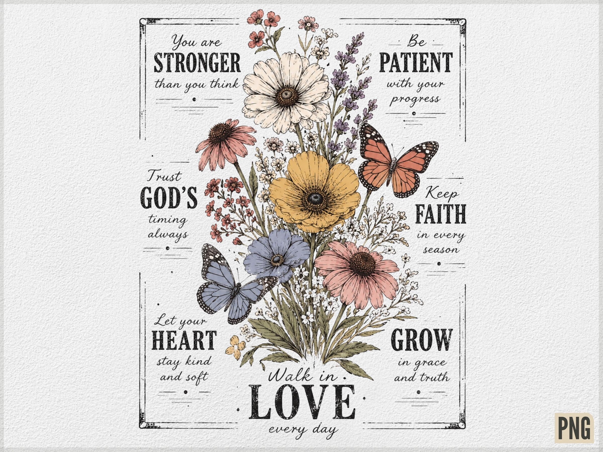 Faith Floral Inspirational Christian PNG