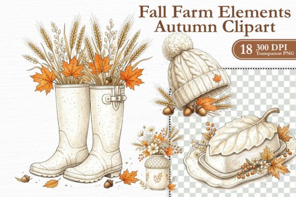 Fall Farm Elements Autumn Clipart PNG