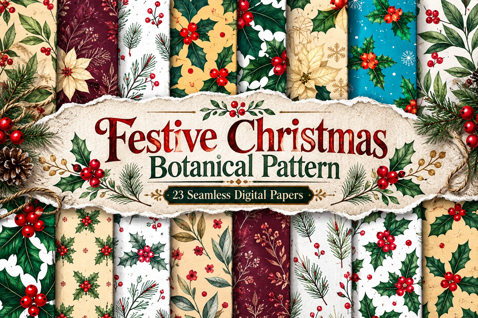 Festive Christmas Botanical Pattern