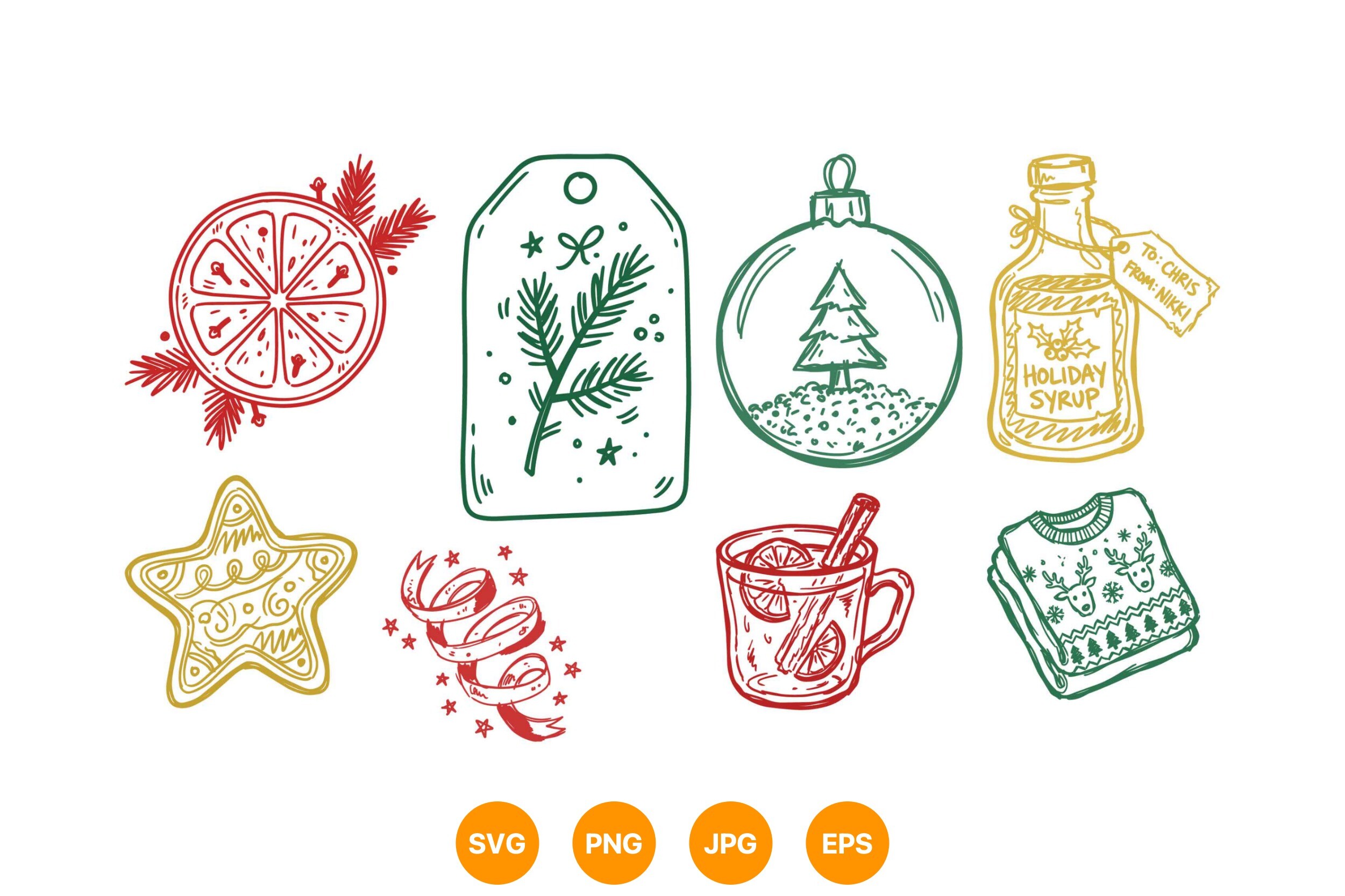 Folk Christmas Holiday Elements