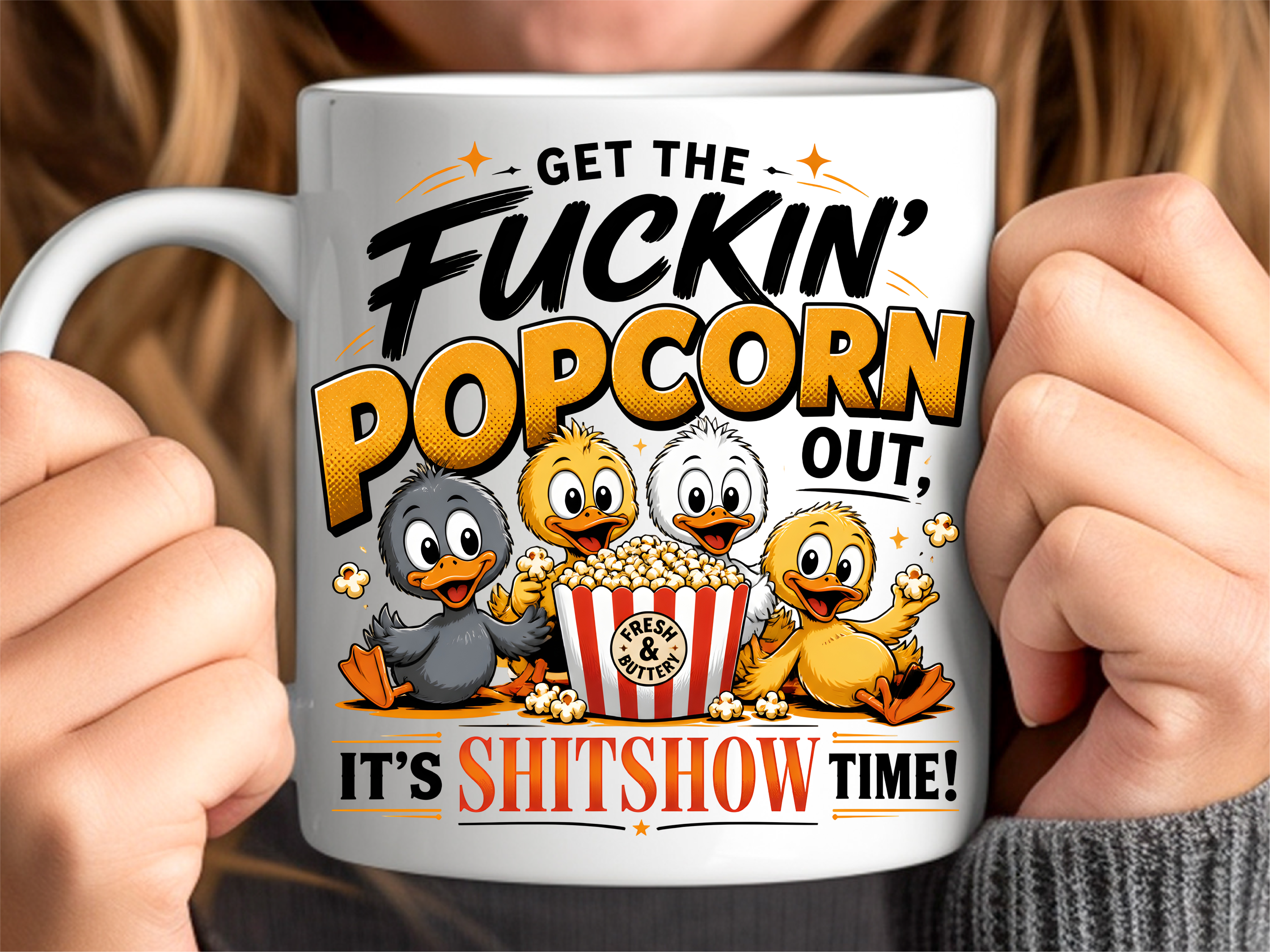 Funny Ducks Shitshow Popcorn Mug Wrap
