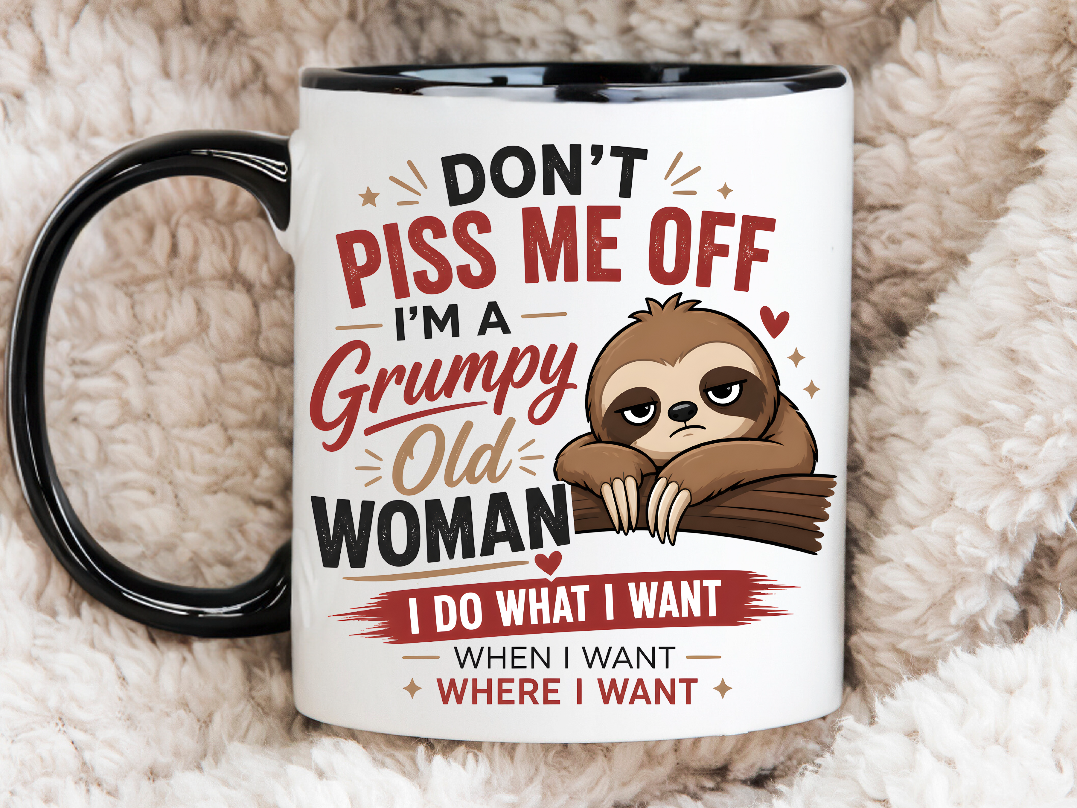 Funny Grumpy Sloth Woman Quote Mug Wrap