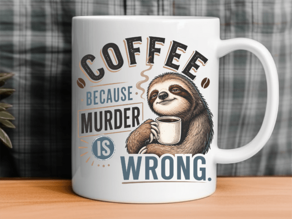 Funny Sloth Coffee Quote Mug Wrap Graphics