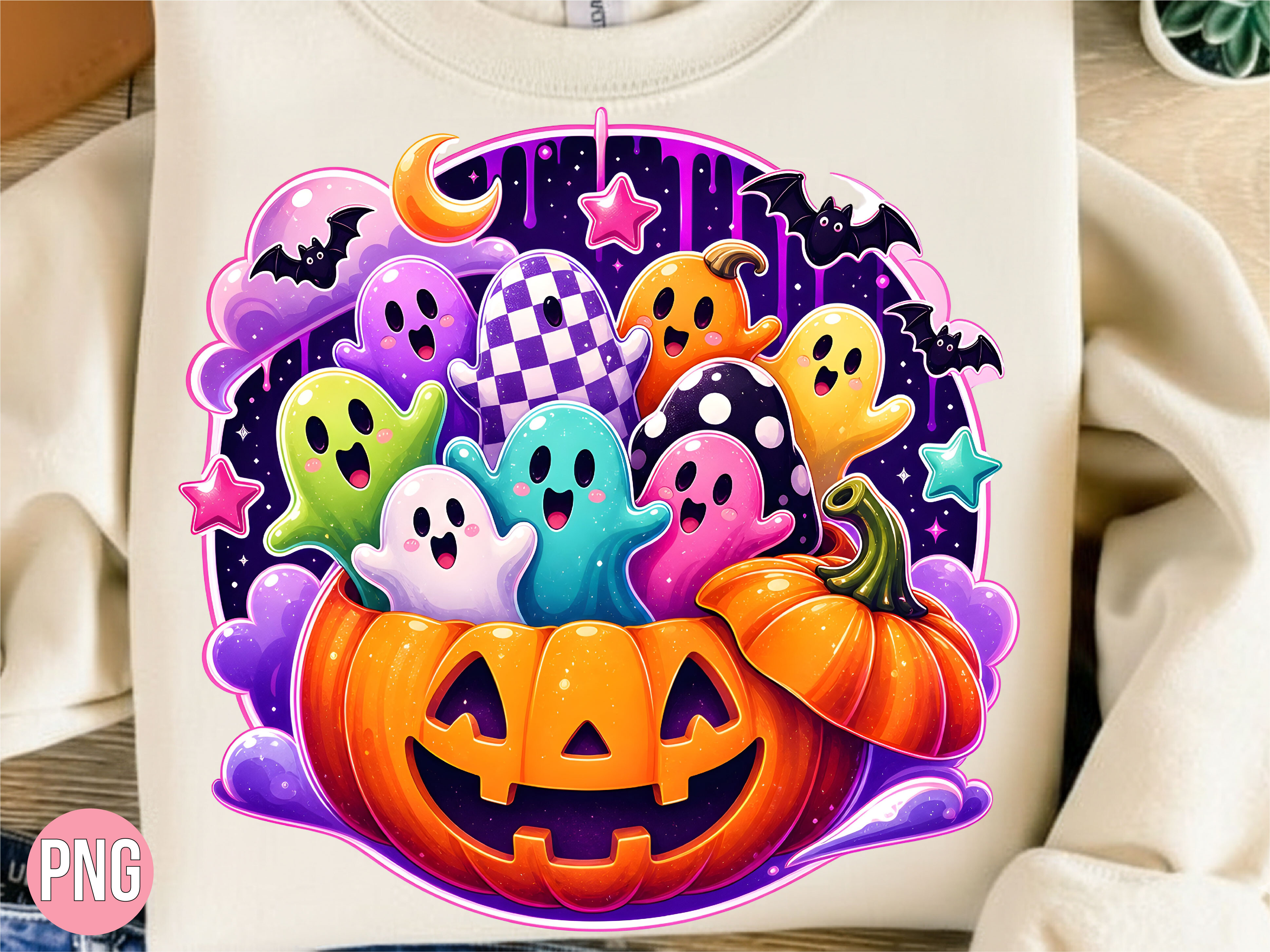 Ghost Pumpkin Halloween Fall PNG Shirt
