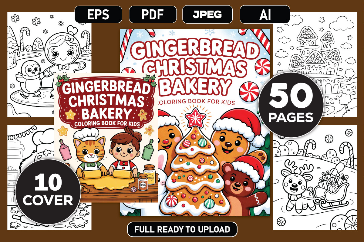 Gingerbread Christmas Bakery Coloring