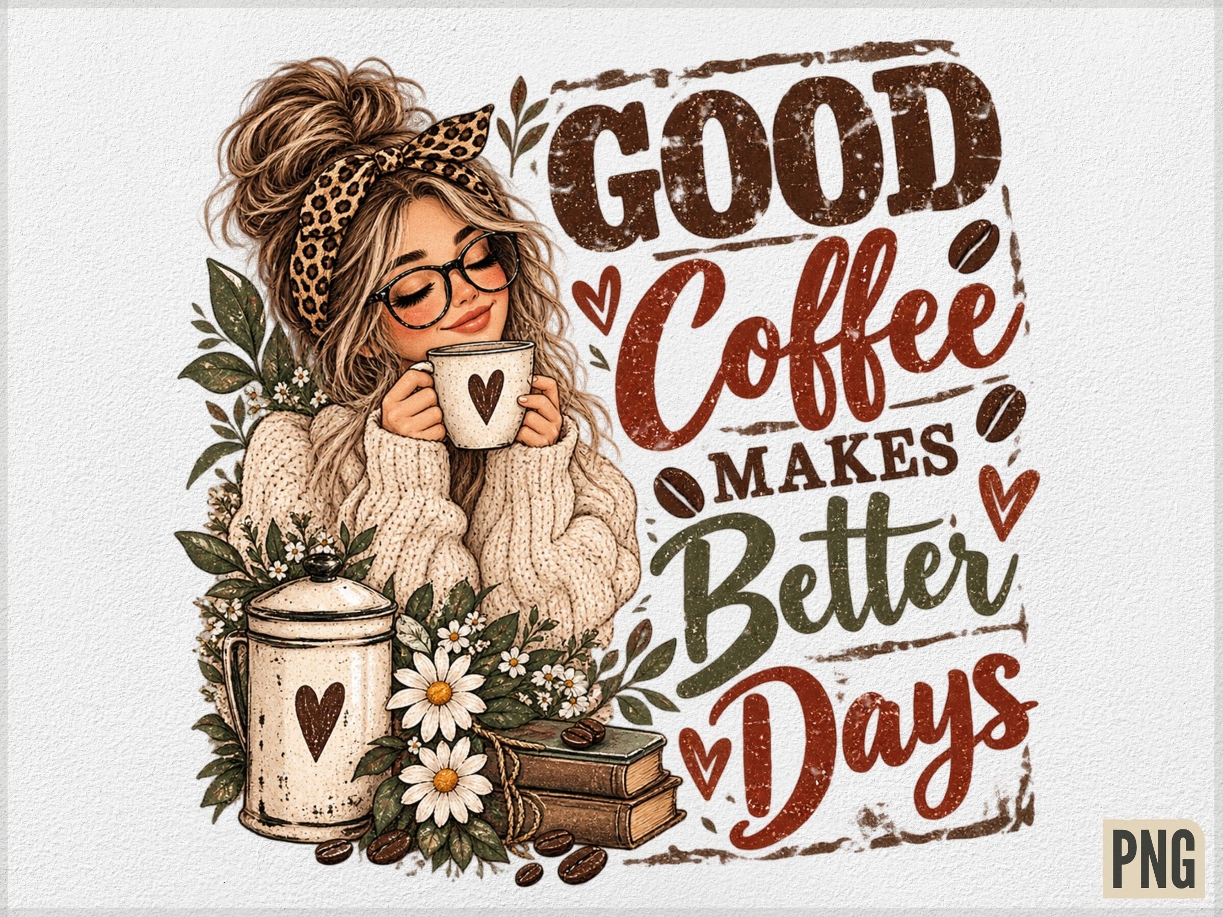 Good Coffee Makes Better Days PNG, Cozy