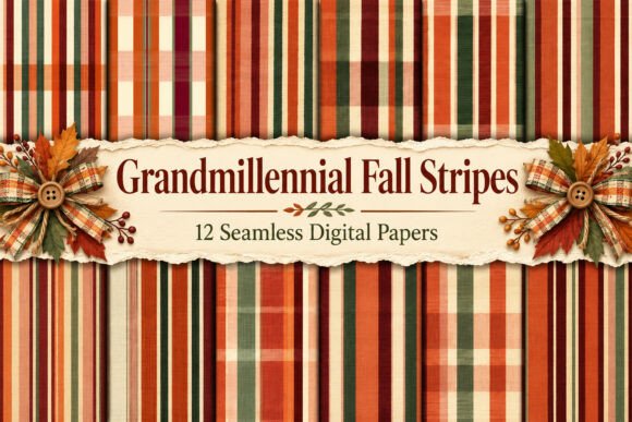 Grandmillennial Autumn Stripes Pattern
