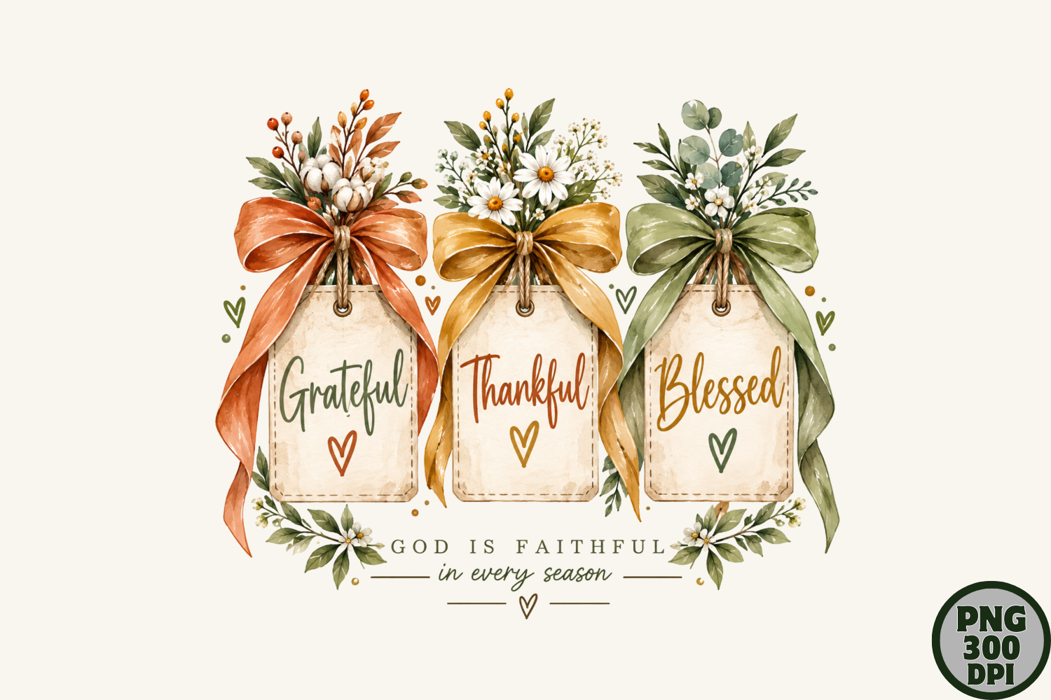 Grateful Thankful Blessed Autumn PNG