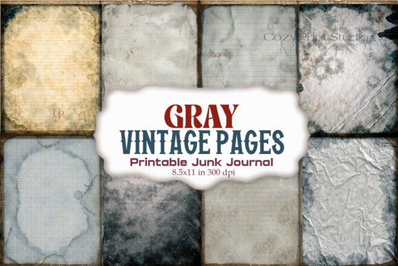 Gray Vintage Textured Junk Journal Paper