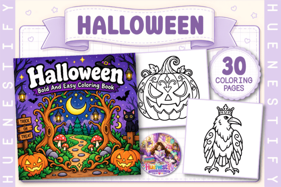Halloween Bold and Easy Coloring Book