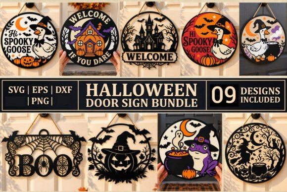 Halloween Spooky Goose Door Sign Bundle