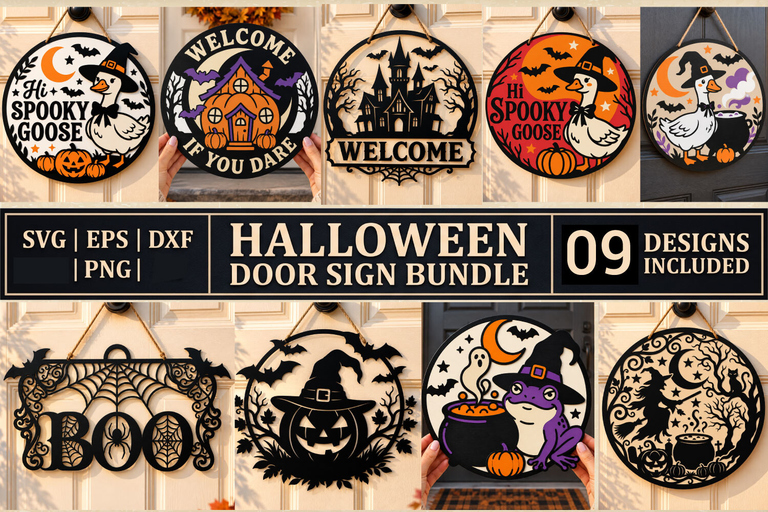 Halloween Spooky Goose Door Sign Bundle