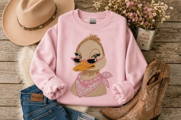 Howdy Cowgirl Western Duck Embroidery