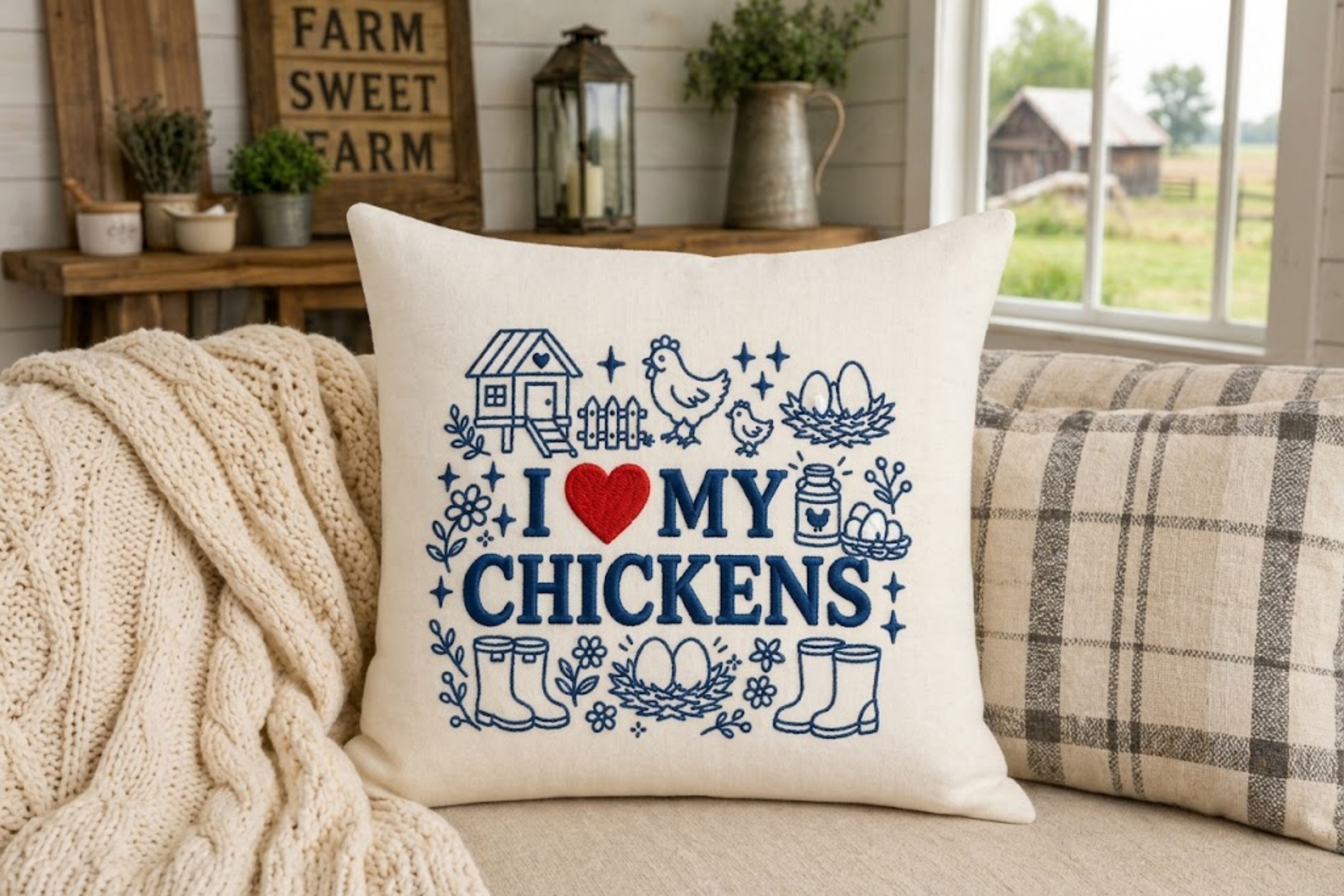 I Love My Chickens Embroidery Design