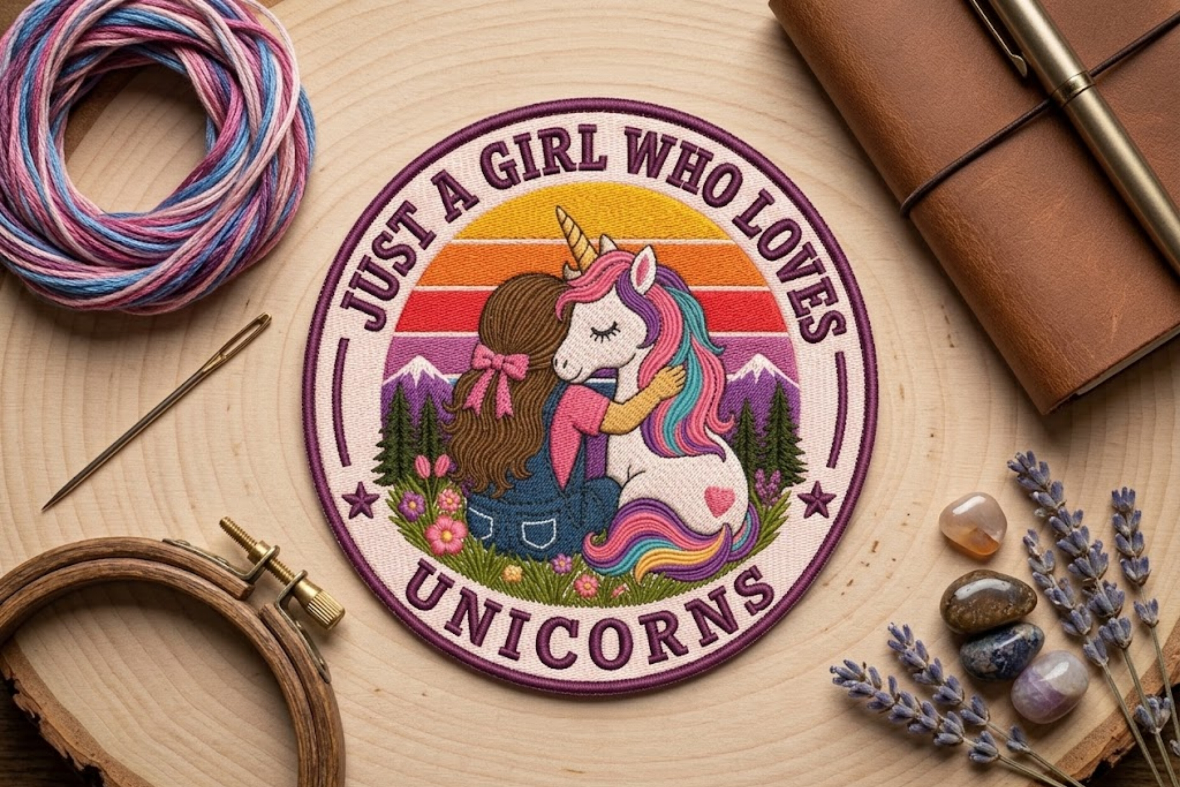 Just a Girl Who Loves Unicorn Embroidery