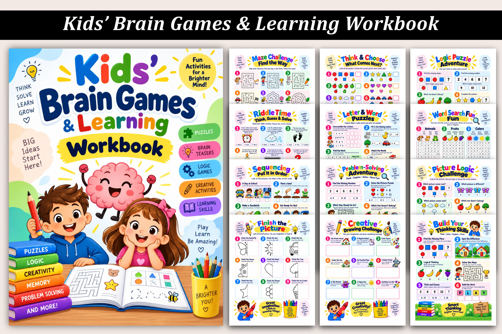 Kids’ Brain Games & Learning Workbook