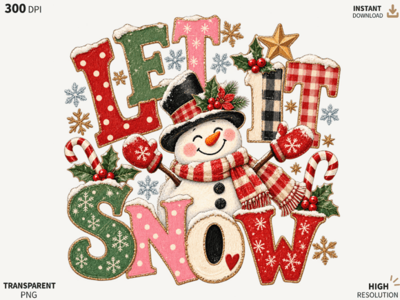 Let It Snow Snowman Christmas PNG, Cute