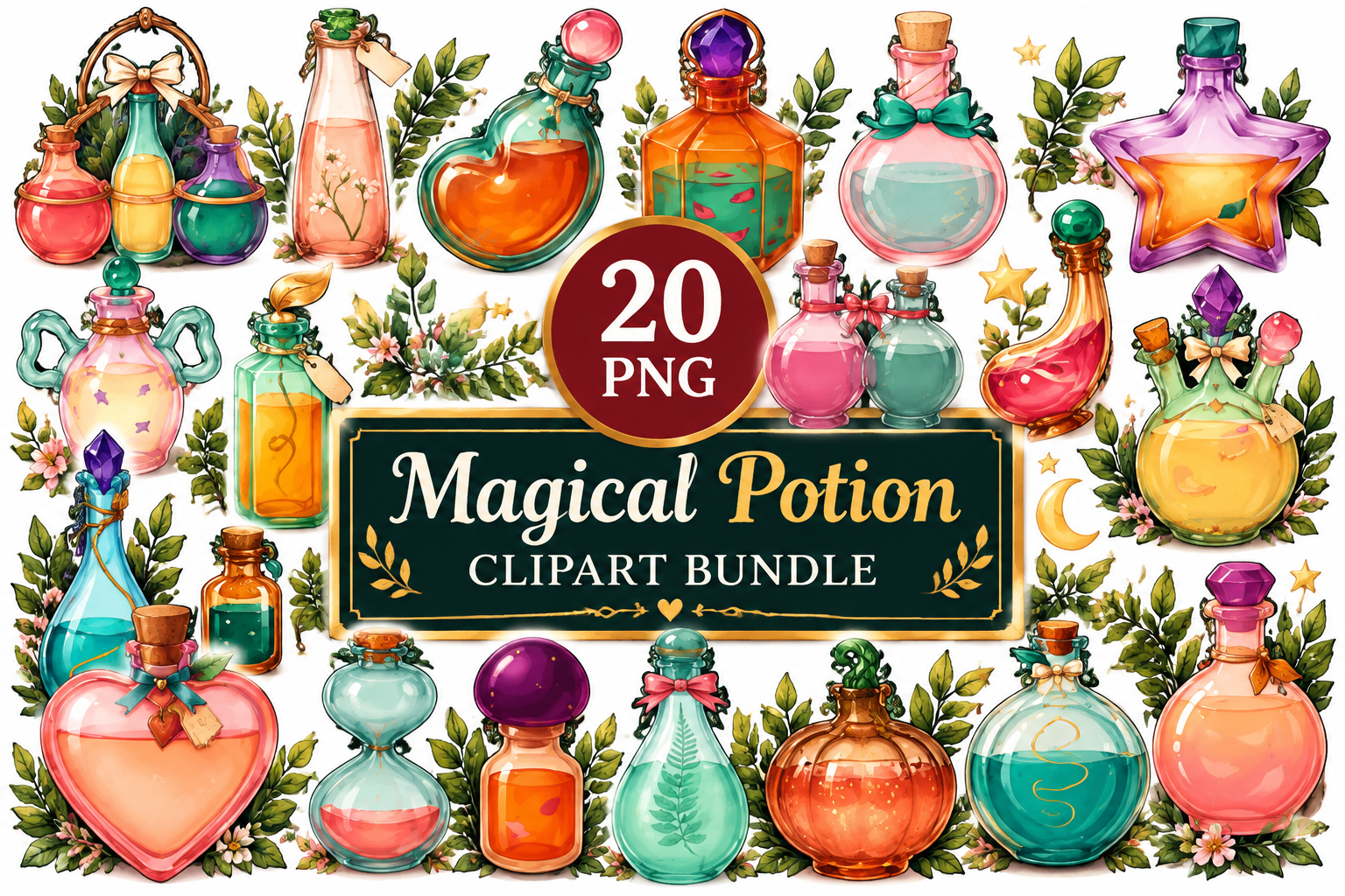 Potion Svg Files Magical Potion Clipart Bundle Graphic by UniquZone · Creative Fabrica